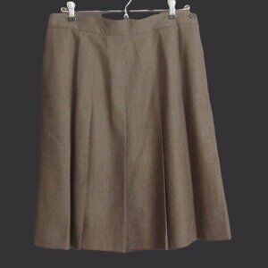 Vintage 90s Pleated Wool Skirt Cool Brown Heather
